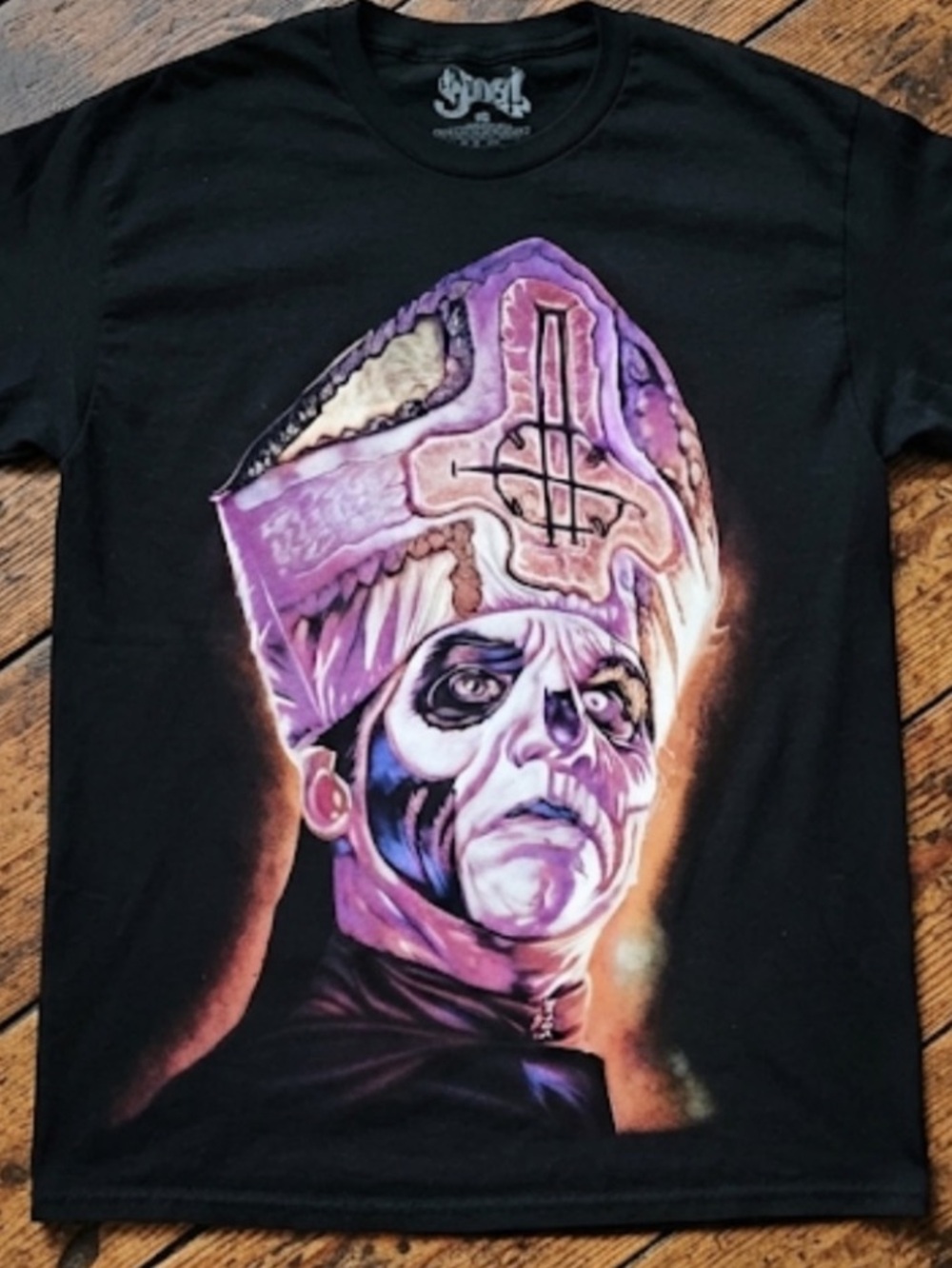 Ghost Papal Pope Skull Graphic Shirt